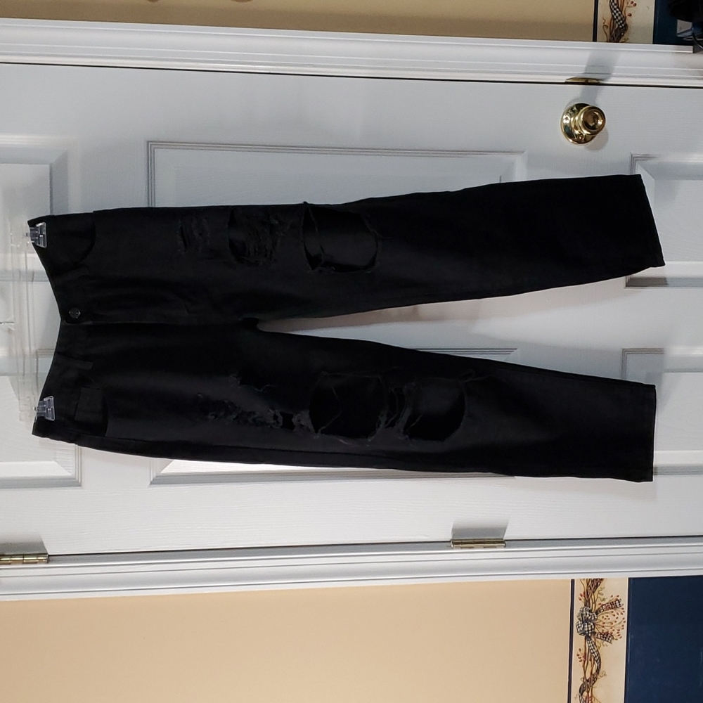 Distressed Black Denim Jeans Size Medium